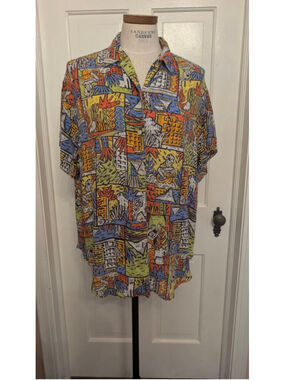 vintage Rafferty tropical Button Down Shirt M